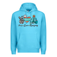 Ocean Blue peace love nursing Premium Hoodie - CowhideDigitalArt