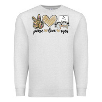 Oatmeal Heather peace love eyes Premium Sweatshirt - MaliasSmallBusiness