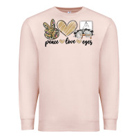 Pale Pink peace love eyes Premium Sweatshirt - MaliasSmallBusiness