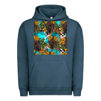 Pigment Midnight Navy western bison and sunflowers seamless pattern Urban Hoodie - HRA Design Shop