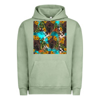 Pigment Oil Green western bison and sunflowers seamless pattern Urban Hoodie - HRA Design Shop