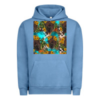 Pigment Pebble Blue western bison and sunflowers seamless pattern Urban Hoodie - HRA Design Shop