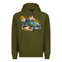 Army Green western farm truck coop animals farm animals Premium Hoodie - FaDigitalArtStudio