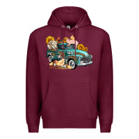 Burgundy western farm truck coop animals farm animals Premium Hoodie - FaDigitalArtStudio