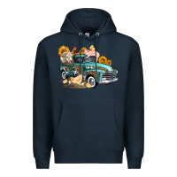 Navy western farm truck coop animals farm animals Premium Hoodie - FaDigitalArtStudio
