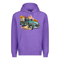 Purple western farm truck coop animals farm animals Premium Hoodie - FaDigitalArtStudio