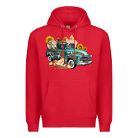 Red western farm truck coop animals farm animals Premium Hoodie - FaDigitalArtStudio