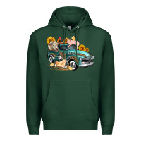 Sports Green western farm truck coop animals farm animals Premium Hoodie - FaDigitalArtStudio