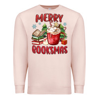 Pale Pink merry booksmas Premium Sweatshirt - MaliasSmallBusiness
