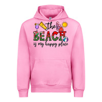 Fuchsia Pink the beach is my happy place Urban Hoodie - CowhideDigitalArt