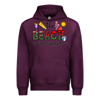 Mauve Wine the beach is my happy place Urban Hoodie - CowhideDigitalArt