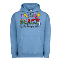 Pigment Pebble Blue the beach is my happy place Urban Hoodie - CowhideDigitalArt