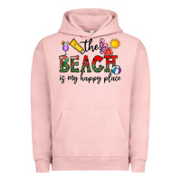 Pigment Salmon the beach is my happy place Urban Hoodie - CowhideDigitalArt