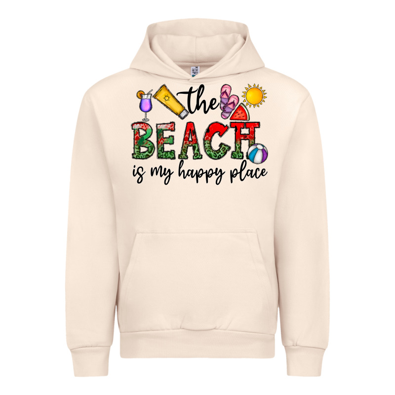 The Beach Is My Happy Place Urban Hoodie by CowhideDigitalArt | Teevron