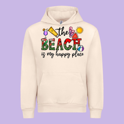 The Beach Is My Happy Place Urban Hoodie Designed By Cowhidedigitalart