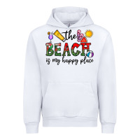 White the beach is my happy place Urban Hoodie - CowhideDigitalArt