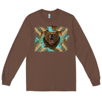 Chestnut bear native American background Long Sleeve Tee - BarkalooDesign