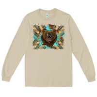 Mushroom bear native American background Long Sleeve Tee - BarkalooDesign
