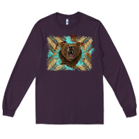 Plum bear native American background Long Sleeve Tee - BarkalooDesign