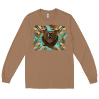 Toasted Coconut bear native American background Long Sleeve Tee - BarkalooDesign