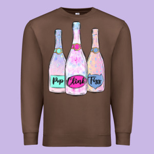 Pop Clink Fizz Champagne Bubbly Premium Sweatshirt Designed By Maliassmallbusiness