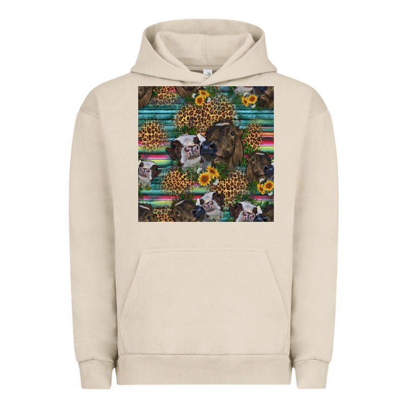 Western Two Cute Heifers Seamless Pattern Urban Hoodie by HRA Design Shop | Teevron