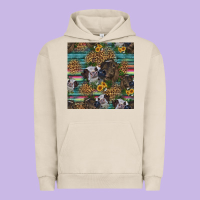 Western Two Cute Heifers Seamless Pattern Urban Hoodie Designed By Hra Design Shop