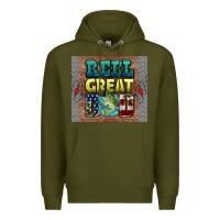 Army Green reel great dad Premium Hoodie - HRA Design Shop