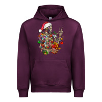 Mauve Wine Christmas lights and skeleton Urban Hoodie - FaDigitalArtStudio