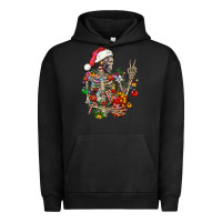 Pigment Black Christmas lights and skeleton Urban Hoodie - FaDigitalArtStudio