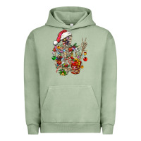 Pigment Oil Green Christmas lights and skeleton Urban Hoodie - FaDigitalArtStudio