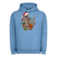 Pigment Pebble Blue Christmas lights and skeleton Urban Hoodie - FaDigitalArtStudio