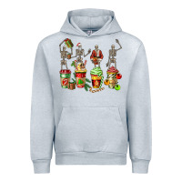 Heather Grey christmas skeleton coffee cups Urban Hoodie - FaDigitalArtStudio