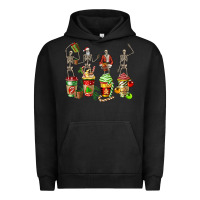 Pigment Black christmas skeleton coffee cups Urban Hoodie - FaDigitalArtStudio