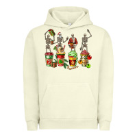 Pigment Pistachio christmas skeleton coffee cups Urban Hoodie - FaDigitalArtStudio
