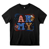 Black Army Veteran leopard frame 4th of July Heavy Core Tee - LillyAllenDesigns