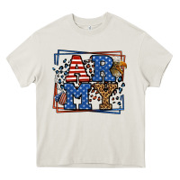 Cream Army Veteran leopard frame 4th of July Heavy Core Tee - LillyAllenDesigns