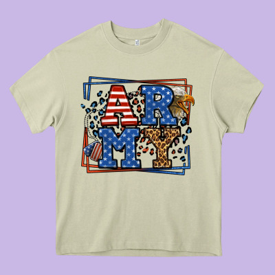 Army Veteran Leopard Frame 4th Of July Heavy Core Tee Designed By Lillyallendesigns