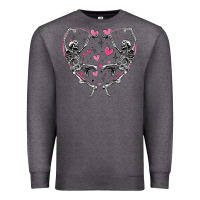 Charcoal Heather valentines day skeleton Premium Sweatshirt - MaliasSmallBusiness