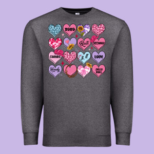 Valentines Candy Hearts Premium Sweatshirt Designed By Maliassmallbusiness