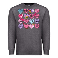 Charcoal Heather valentines candy hearts Premium Sweatshirt - MaliasSmallBusiness