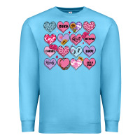 Ocean Blue valentines candy hearts Premium Sweatshirt - MaliasSmallBusiness
