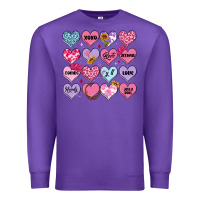Purple valentines candy hearts Premium Sweatshirt - MaliasSmallBusiness