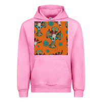 Fuchsia Pink western cross and bull skull seamless pattern Urban Hoodie - HRA Design Shop