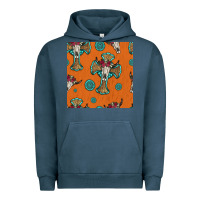 Pigment Midnight Navy western cross and bull skull seamless pattern Urban Hoodie - HRA Design Shop