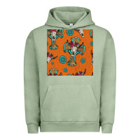 Pigment Oil Green western cross and bull skull seamless pattern Urban Hoodie - HRA Design Shop