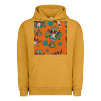 Pigment Peanut Butter western cross and bull skull seamless pattern Urban Hoodie - HRA Design Shop