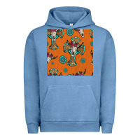 Pigment Pebble Blue western cross and bull skull seamless pattern Urban Hoodie - HRA Design Shop