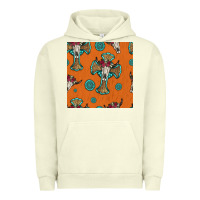 Pigment Pistachio western cross and bull skull seamless pattern Urban Hoodie - HRA Design Shop