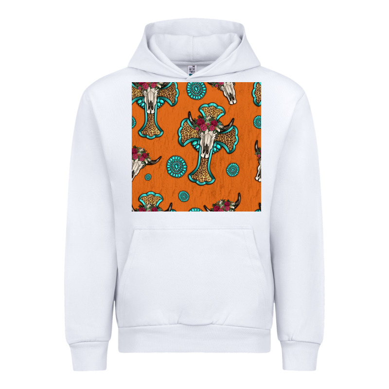 Western Cross And Bull Skull Seamless Pattern Urban Hoodie by HRA Design Shop | Teevron